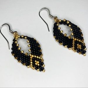 Handmade Russian leaf seed beads boho earrings